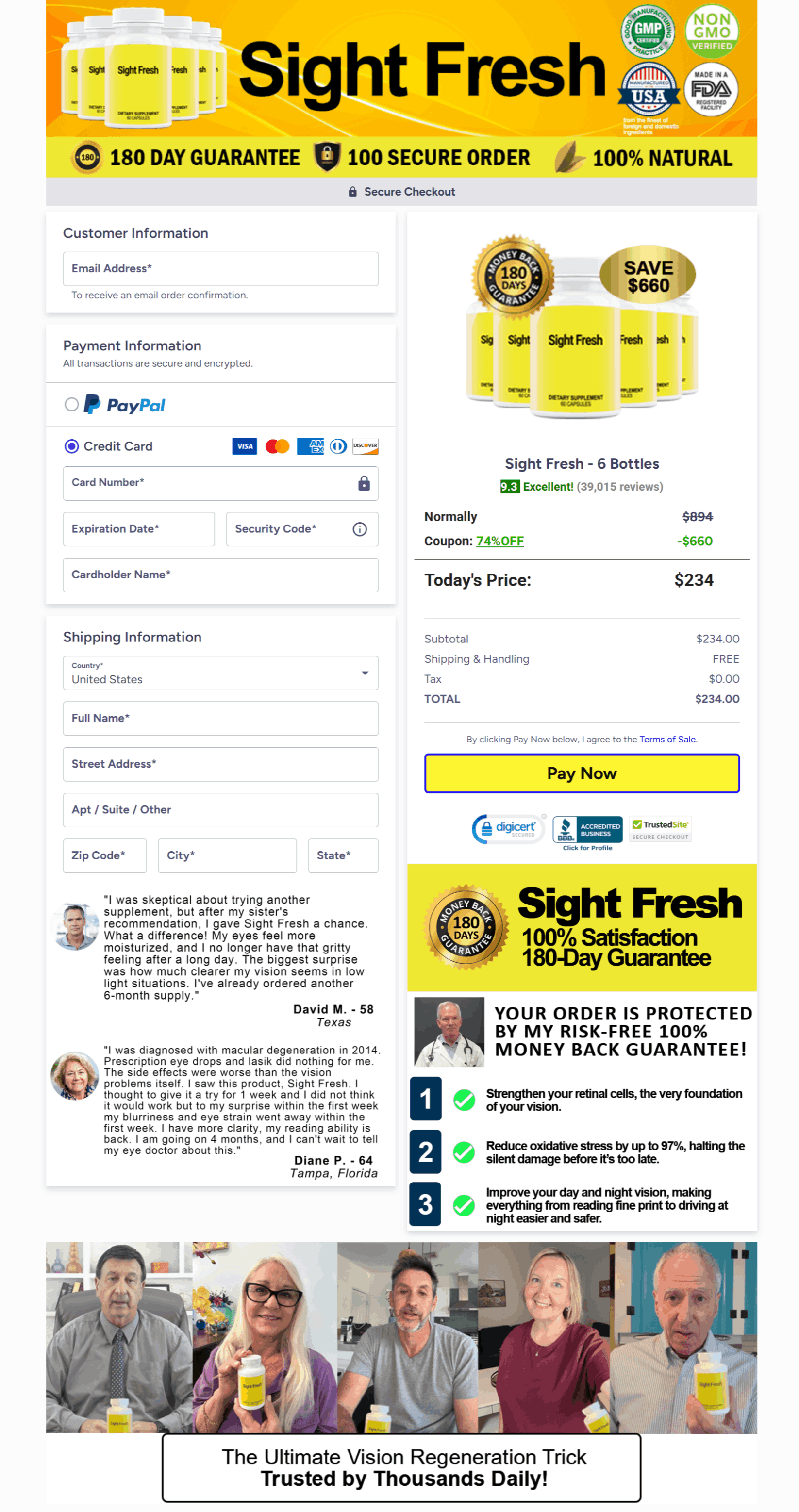 Sight Fresh Checkout page